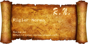 Rigler Norma névjegykártya